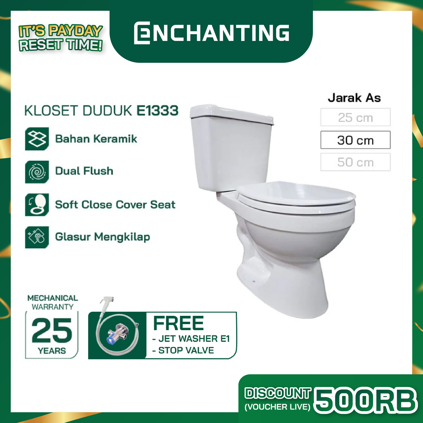 Toilet / Kloset Duduk Europe Enchanting E1333 Bergaransi