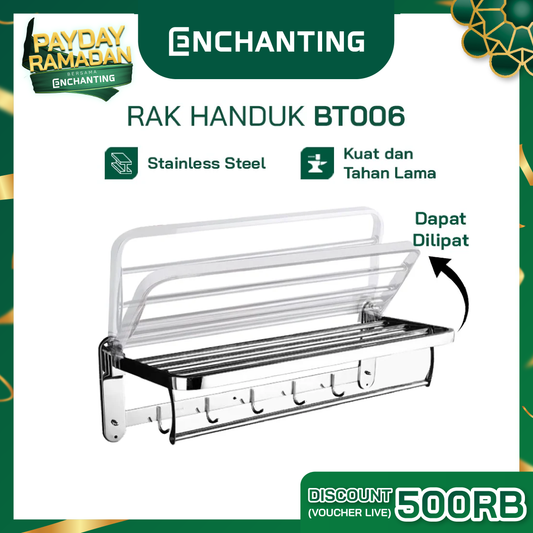 Rak Handuk Lipat Kamar Mandi Europe Enchanting BT006 Stainless Anti Karat
