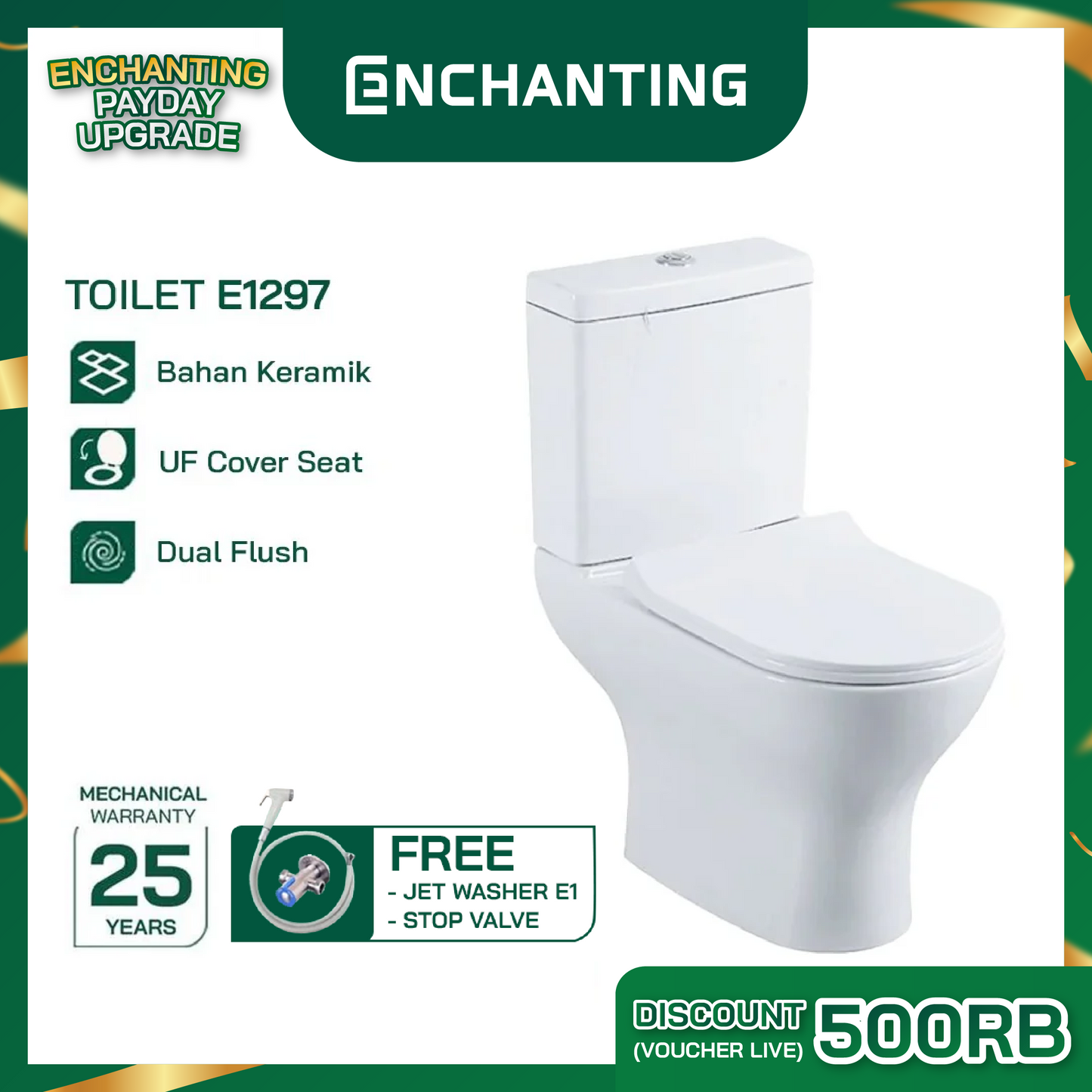 Toilet / Kloset Duduk Europe Enchanting E1297 Bergaransi