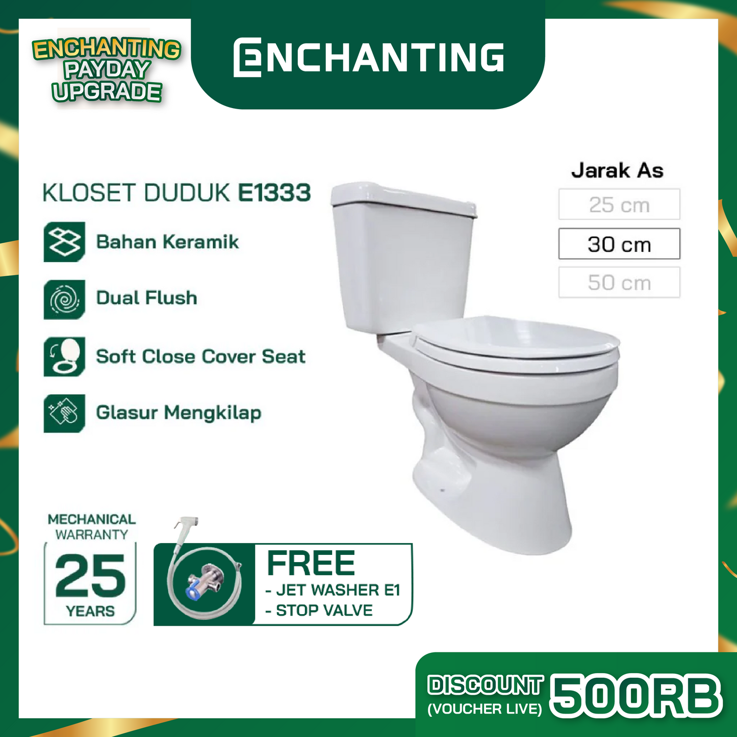 Toilet / Kloset Duduk Europe Enchanting E1333 Bergaransi