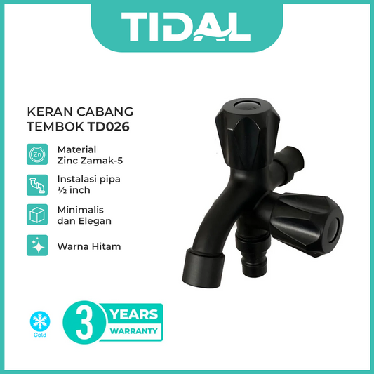 Keran Air Cabang Tembok Tidal TD026 Hitam