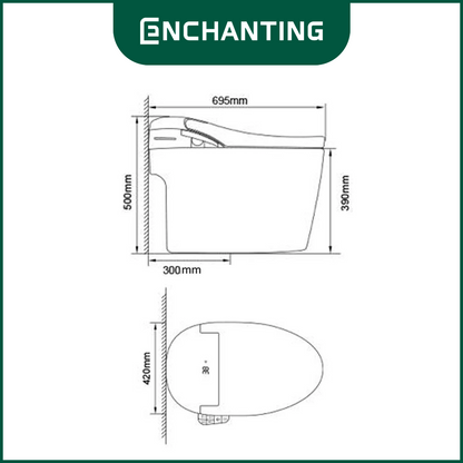 Automatic Smart Toilet/Kloset Luxury Design Europe Enchanting E007N