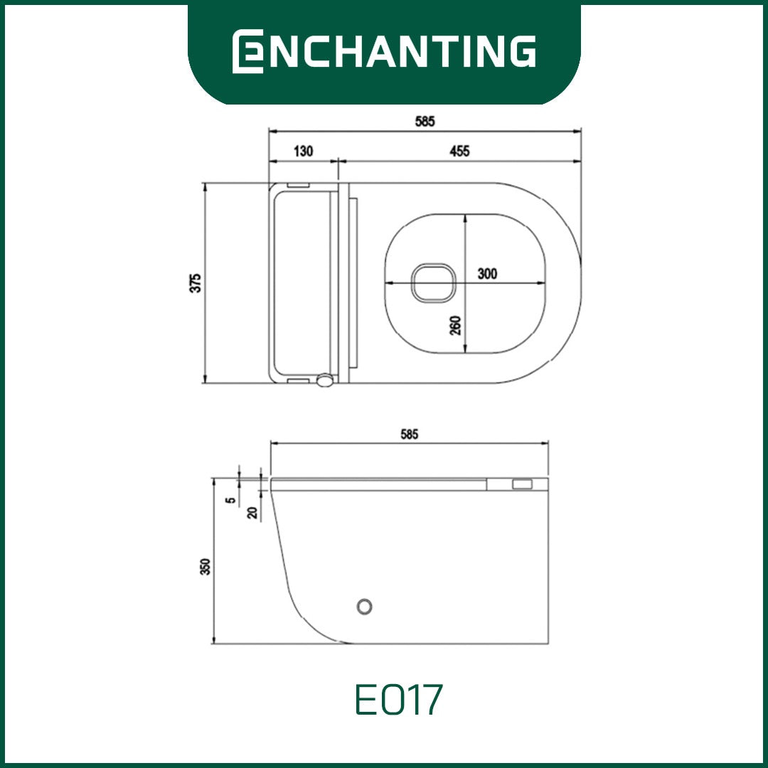 ENCHANTING Wall Hung Smart Toilet/Kloset Duduk Pintar Automatic E017