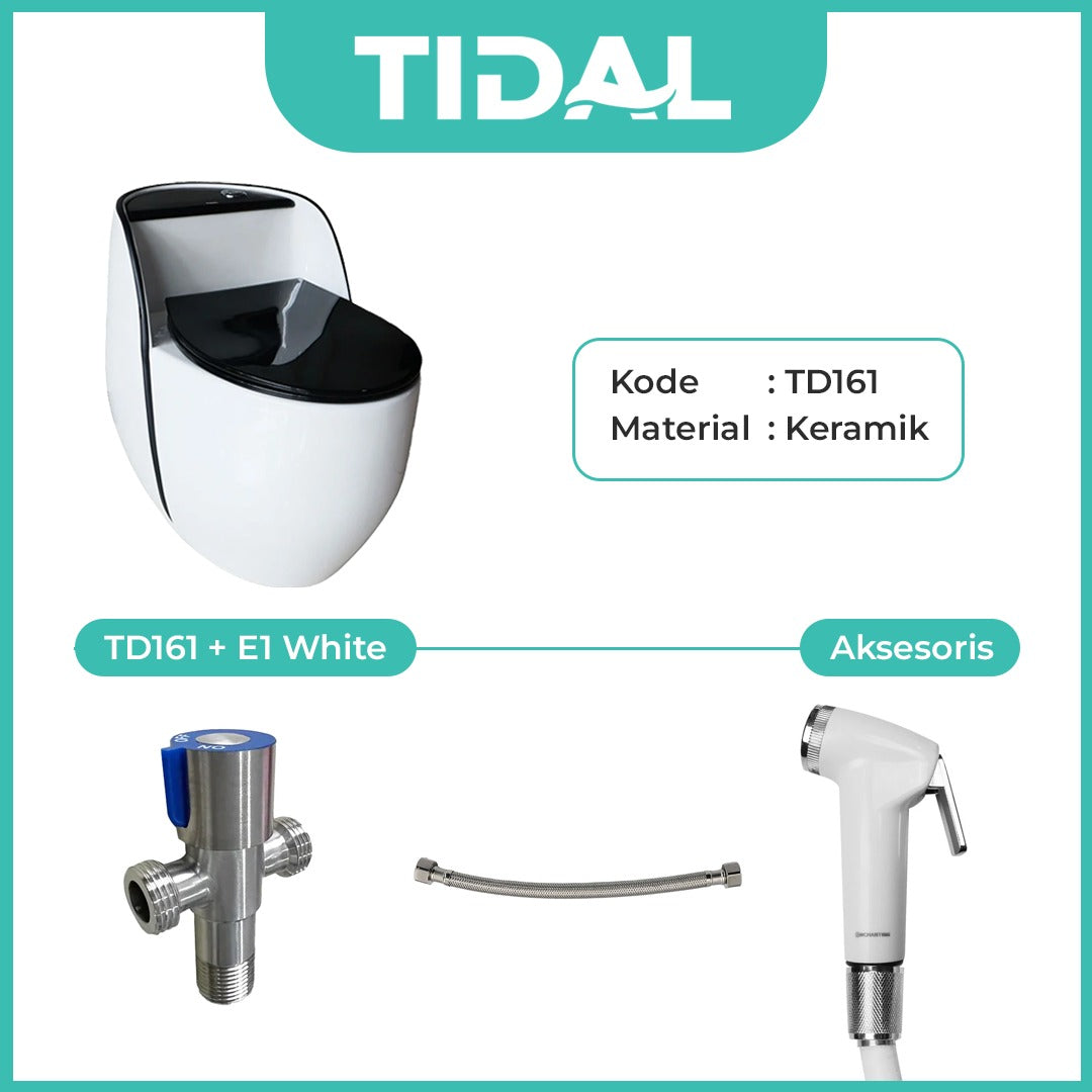 TIDAL Kloset Duduk Minimalis Bahan Keramik  Soft Closed cover Siphonic One Piece Rough in 30 cm TD161