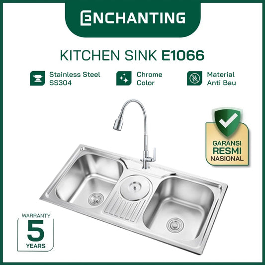 SET Kitchen Sink Bak Cuci Piring Europe Enchanting E1066SET Stainless