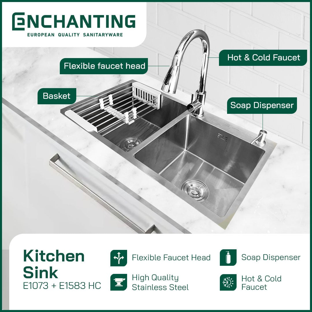 SET Kitchen Sink / Bak Cuci Piring Stainless Steel Europe Enchanting E1073