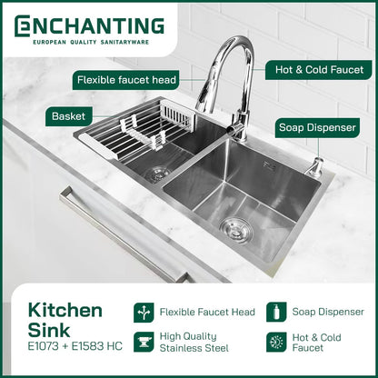 SET Kitchen Sink / Bak Cuci Piring Stainless Steel Europe Enchanting E1073