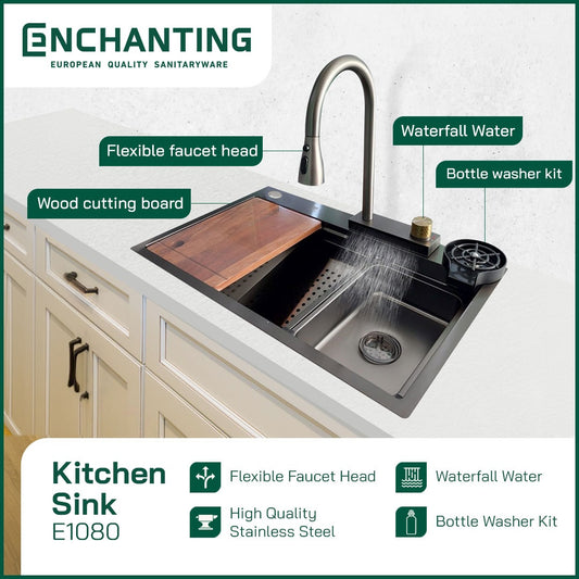 Kitchen Sink Bak Cuci Piring Dapur Stainless Europe Enchanting E1080