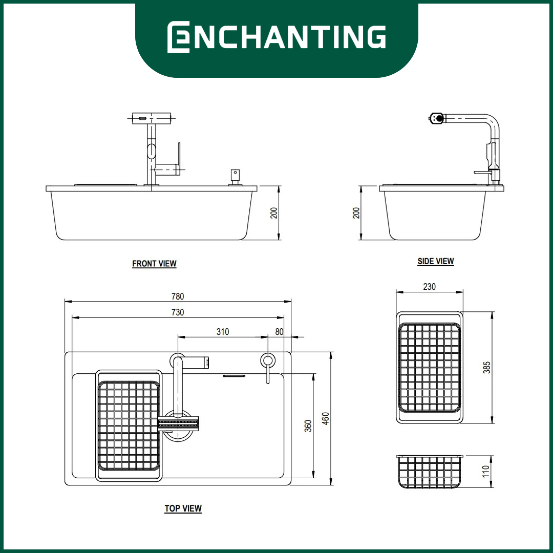 Granite Kitchen Sink Dapur / Bak Cuci Piring Europe Enchanting E1081