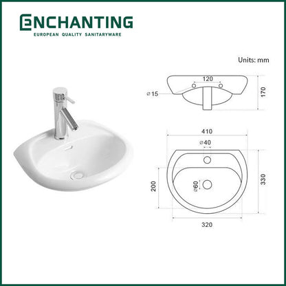 SET Wastafel Cuci Tangan Keramik Komplit Europe Enchanting E1346SET