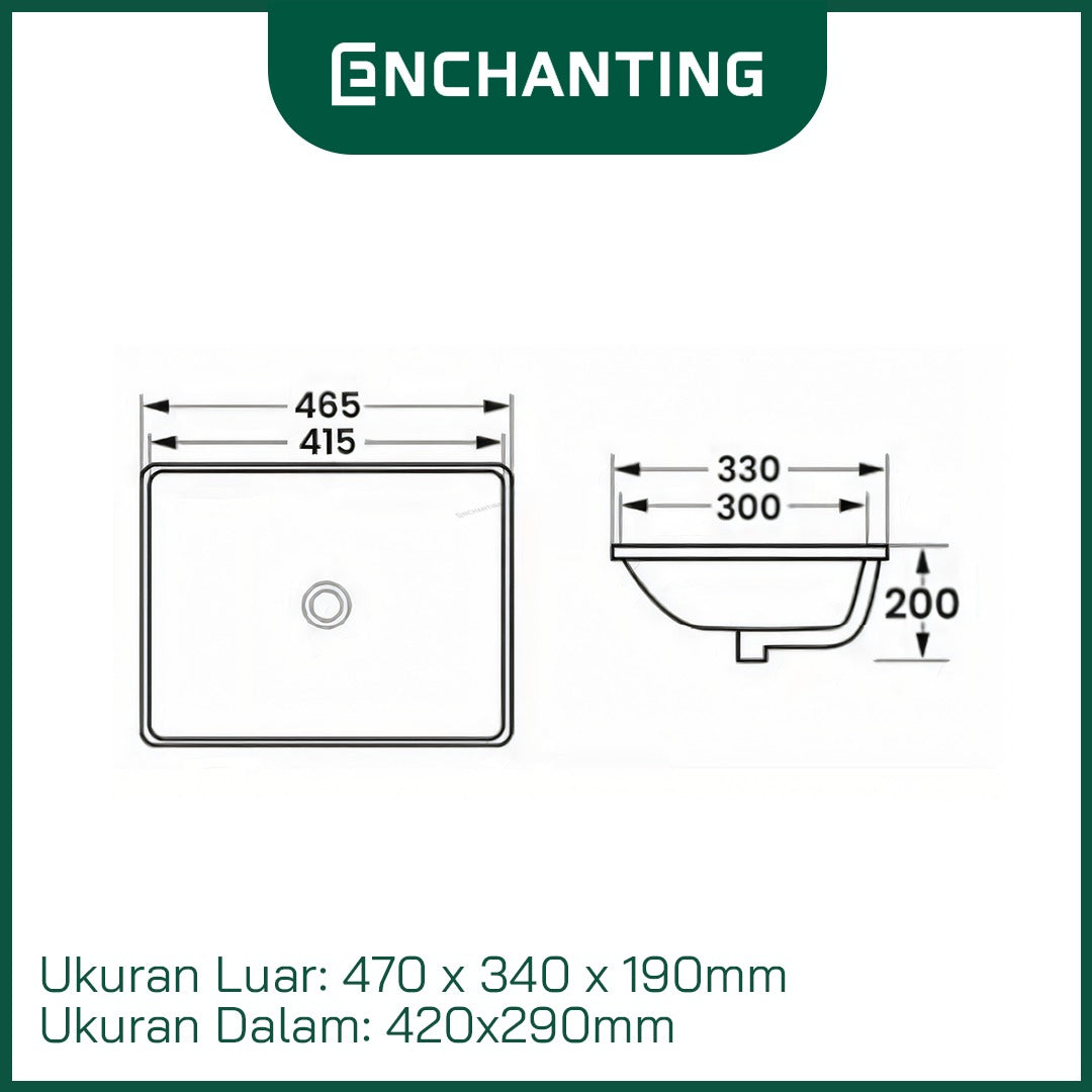 Wastafel Tanam Meja Kamar Mandi Europe Enchanting Enchanting E1358