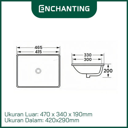 Wastafel Tanam Meja Kamar Mandi Europe Enchanting Enchanting E1358