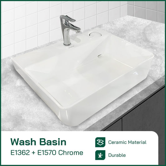 Wastafel Keramik Minimalis Europe Enchanting E1362 with Hidden Afur