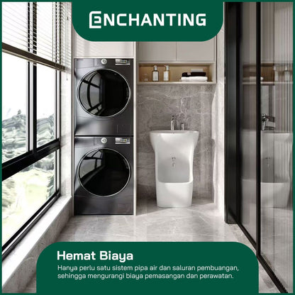 ENCHANTING Wastafel & Pencuci Kaki Standing Wudhu Basin E1377 Complete dengan Keran Washtafel Cuci tangan material Ceramic White Bergaransi
