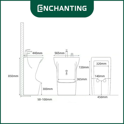 ENCHANTING Wastafel & Pencuci Kaki Standing Wudhu Basin E1377 Complete dengan Keran Washtafel Cuci tangan material Ceramic White Bergaransi
