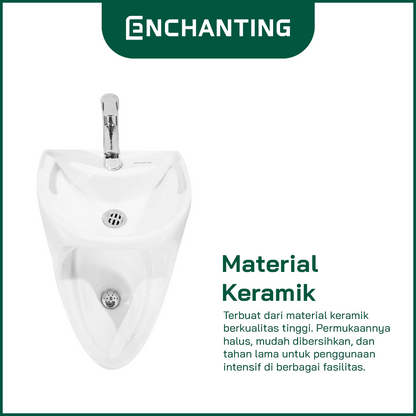ENCHANTING Urinal Toilet E1366 Complete dengan Keran dan saringan Wastafel Cuci tangan material Ceramic White Bergaransi.