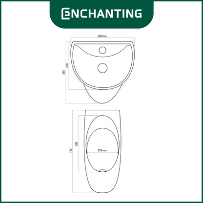 ENCHANTING Urinal Toilet E1366 Complete dengan Keran dan saringan Wastafel Cuci tangan material Ceramic White Bergaransi.