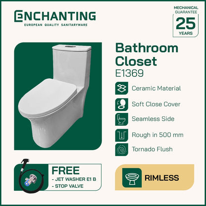 ENCHANTING Toilet / Kloset Duduk Siphonic Soft Close As 50cm E1369
