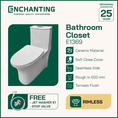 ENCHANTING Toilet / Kloset Duduk Siphonic Soft Close As 50cm E1369