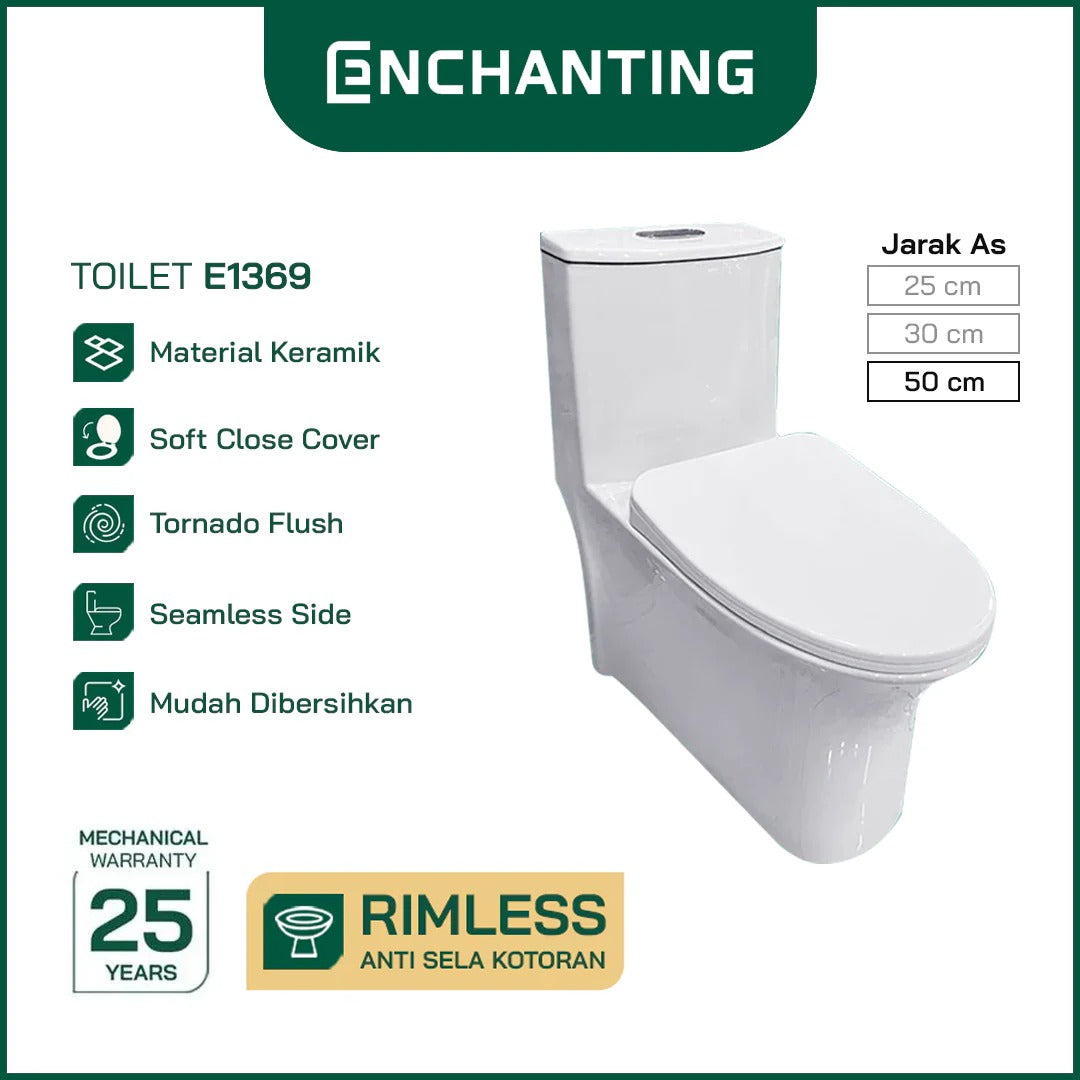 ENCHANTING Toilet / Kloset Duduk Siphonic Soft Close As 50cm E1369