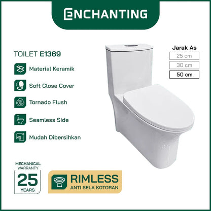 ENCHANTING Toilet / Kloset Duduk Siphonic Soft Close As 50cm E1369