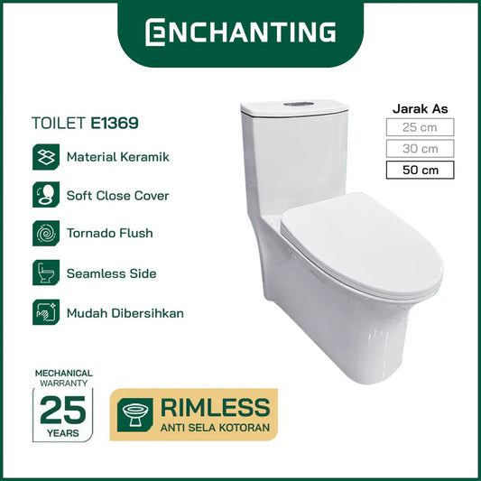 ENCHANTING Toilet / Kloset Duduk Siphonic Soft Close As 50cm E1369
