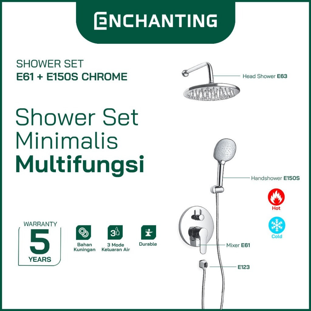 Shower Set Kuningan 3 Mode  Minimalis Multifungsi Europe Enchanting E61 High Luxury And Style