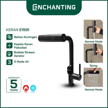 Smart Kitchen Faucet Fleksibel Europe Enchanting E1591 LED Temperature