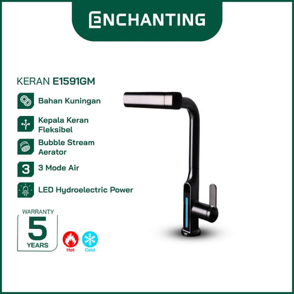 Smart Kitchen Faucet Fleksibel Europe Enchanting E1591 LED Temperature