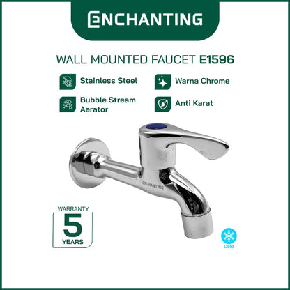 ENCHANTING Keran Air Tembok Air Dingin Kuningan Chrome Tebal Minimalis Tahan Lama E1596 Bergaransi