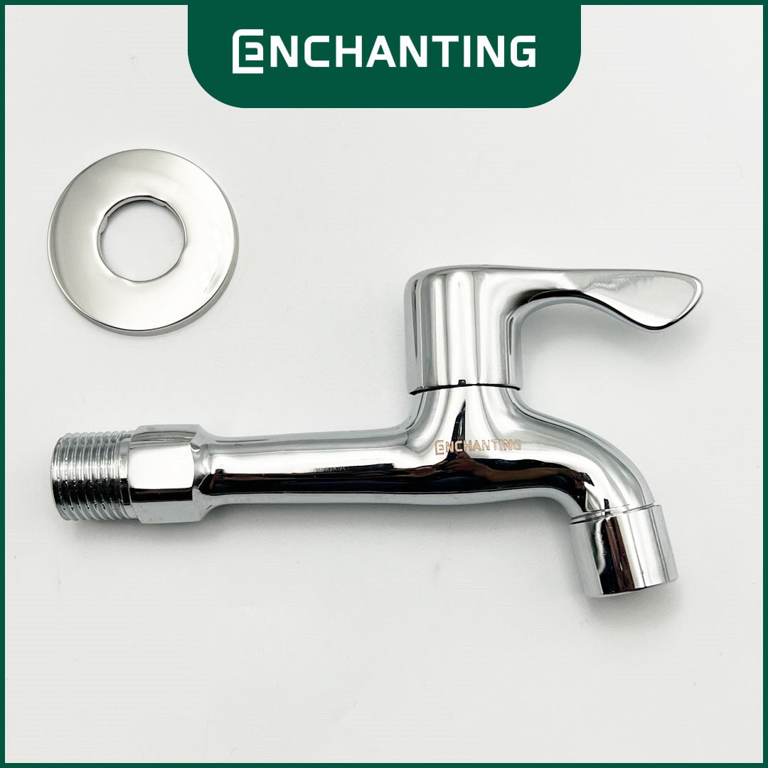 ENCHANTING Keran Air Tembok Air Dingin Kuningan Chrome Tebal Minimalis Tahan Lama E1596 Bergaransi