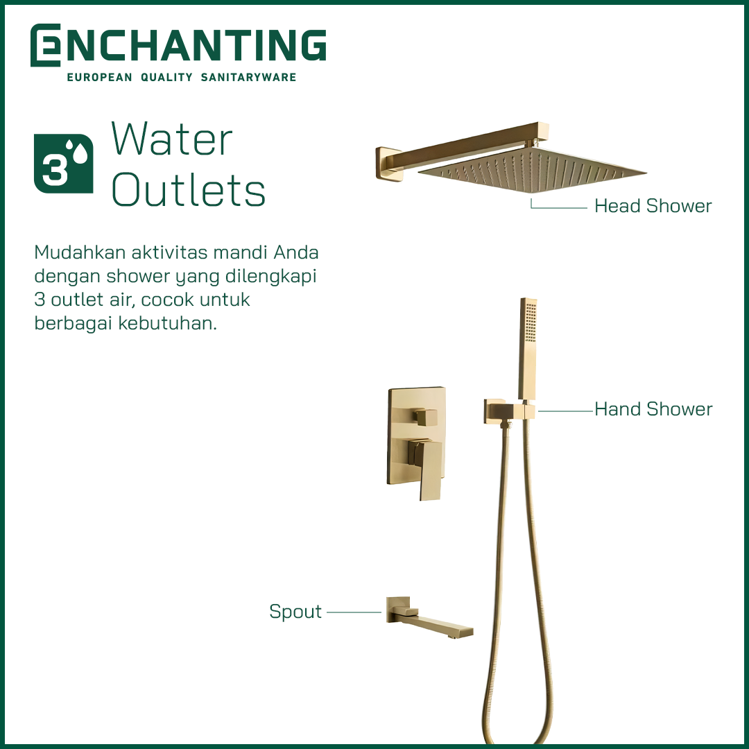 Shower Set Tanam Dinding Kamar Mandi Europe Enchanting E1600