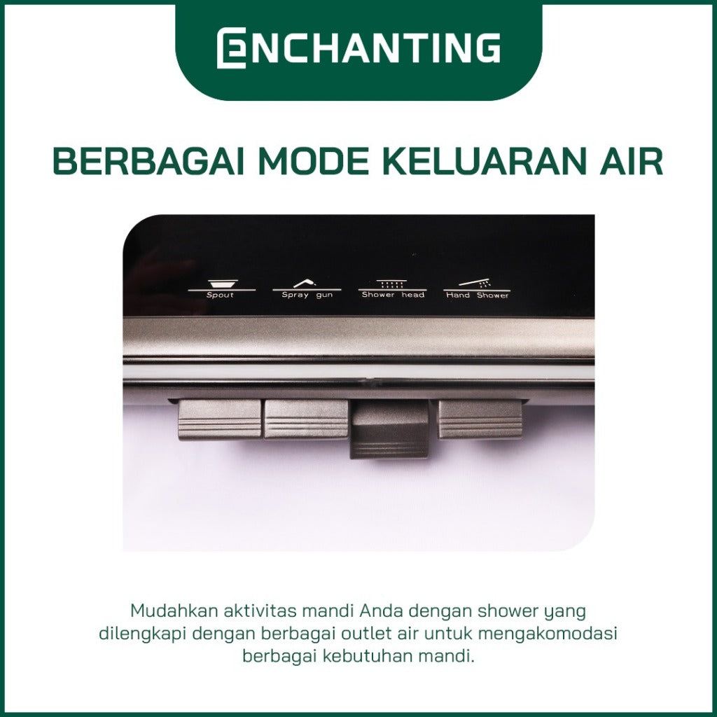 ENCHANTING Shower Set Tiang Mandi LED Black Design Kran Panas Dingin E1773 HydroPower Series