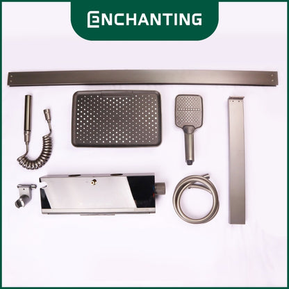 ENCHANTING Shower Set Tiang Mandi LED Black Design Kran Panas Dingin E1773 HydroPower Series