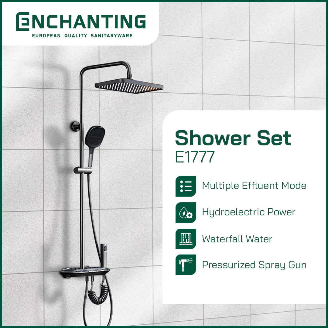 Shower Set LED Black Design Europe Enchanting E1777 HydroPower Series