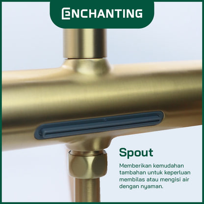 ENCHANTING Shower Tiang Set Kamar Mandi Kran Air Panas Dingin Material Brass Kuningan Brushed Gold RoseGold GunMetal PVD E1790 E1791 E1792 Bergaransi