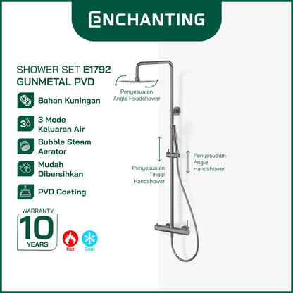 ENCHANTING Shower Tiang Set Kamar Mandi Kran Air Panas Dingin Material Brass Kuningan Brushed Gold RoseGold GunMetal PVD E1790 E1791 E1792 Bergaransi