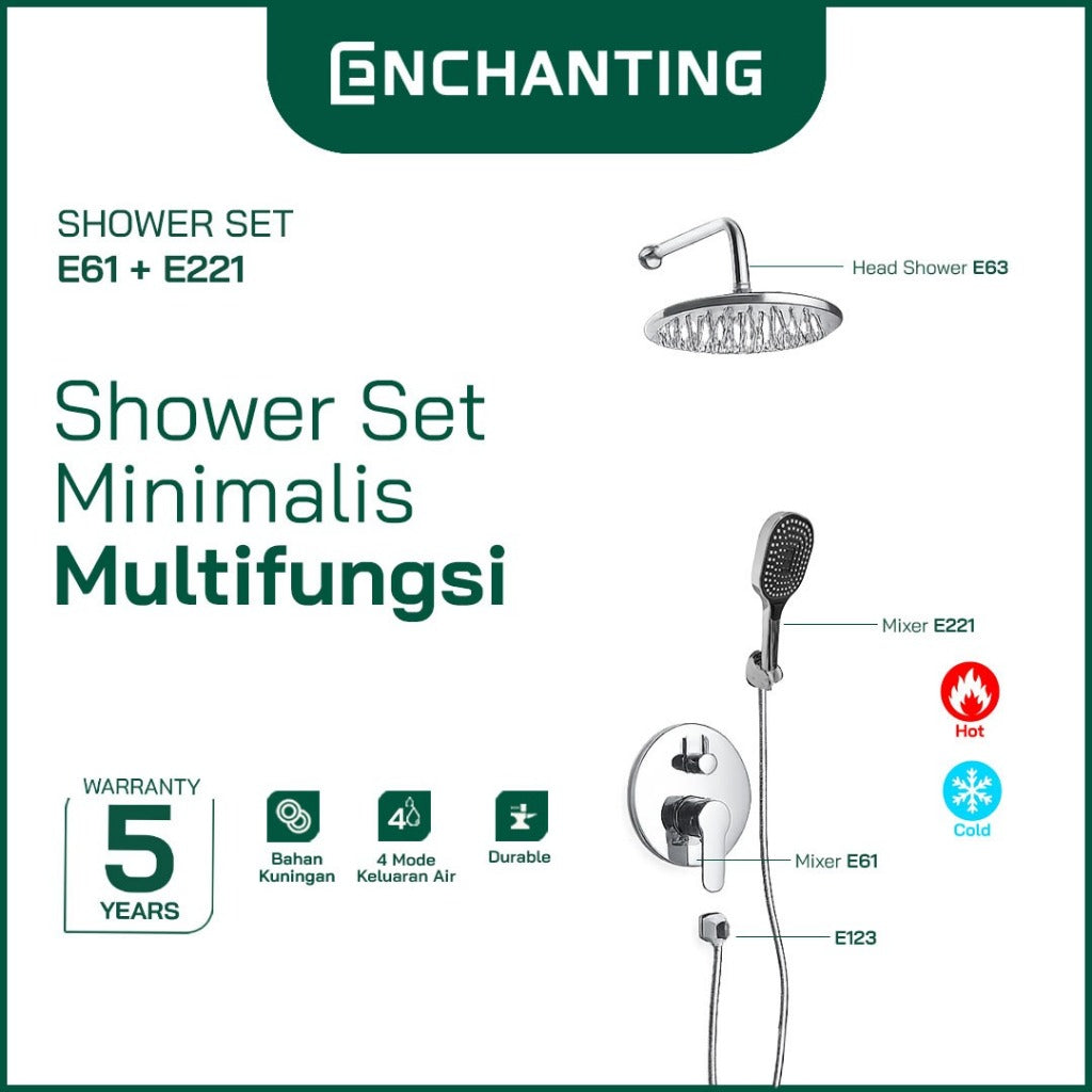 Shower Set Kuningan 3 Mode  Minimalis Multifungsi Europe Enchanting E61 High Luxury And Style
