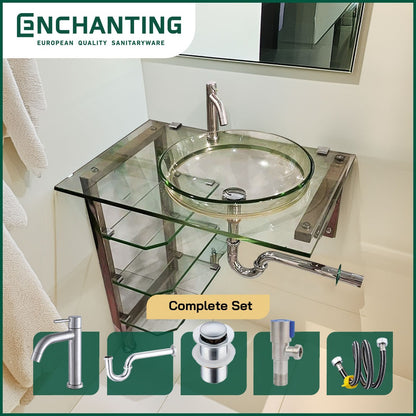 Wastafel Kaca Europe Enchanting High Tempered Glass E222N-OV-CLR