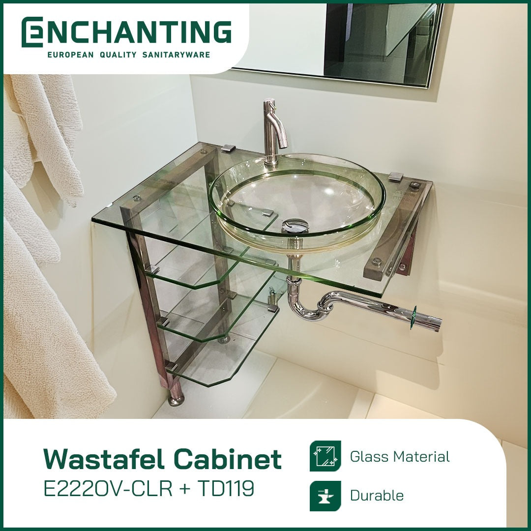 Wastafel Kaca Europe Enchanting High Tempered Glass E222N-OV-CLR