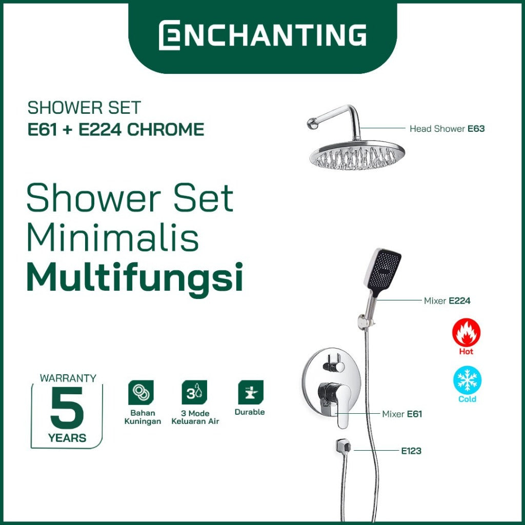 Shower Set Kuningan 3 Mode  Minimalis Multifungsi Europe Enchanting E61 High Luxury And Style