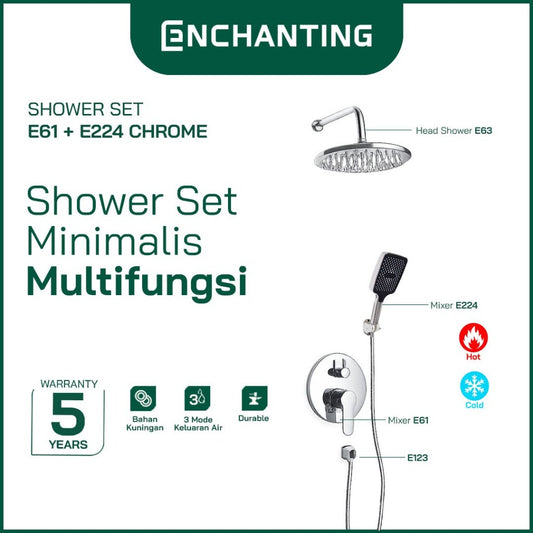 Shower Set Kuningan 3 Mode  Minimalis Multifungsi Europe Enchanting E61 High Luxury And Style