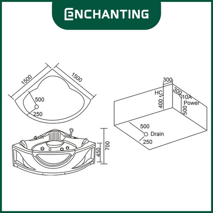 Bathtub Corner Kamar Mandi Sudut Europe Enchanting E8616