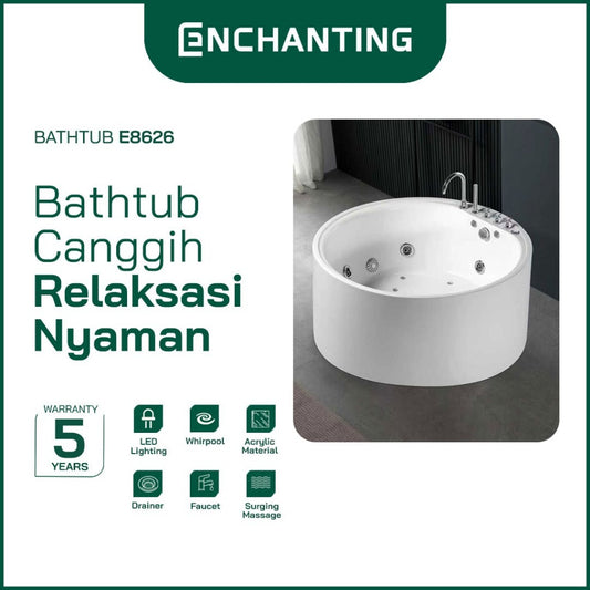 ENCHANTING Bathtub Kamar Mandi Acrylic Material Whirpool LED Lighting E8626