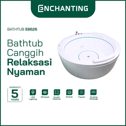 ENCHANTING Bathtub Kamar Mandi Acrylic Material Whirpool LED Lighting E8626