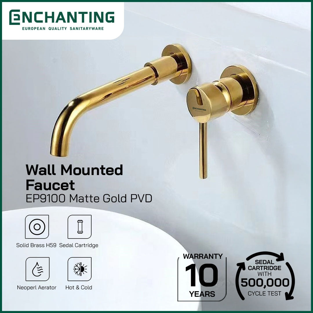 ENCHANTING Keran Air Wastafel Tanam Dinding Panas Dingin Single Tuas Wall Mounted Faucet Kran Air Cuci Tangan EP91 Series