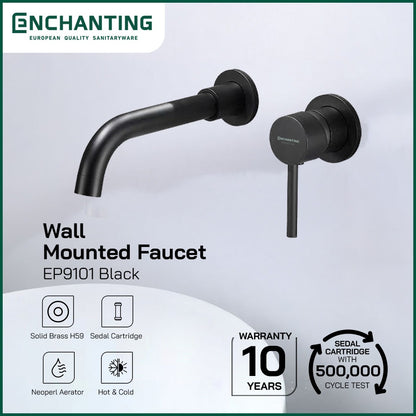 ENCHANTING Keran Air Wastafel Tanam Dinding Panas Dingin Single Tuas Wall Mounted Faucet Kran Air Cuci Tangan EP91 Series