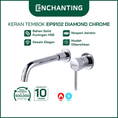 ENCHANTING Keran Air Wastafel Tanam Dinding Panas Dingin Single Tuas Wall Mounted Faucet Kran Air Cuci Tangan EP91 Series