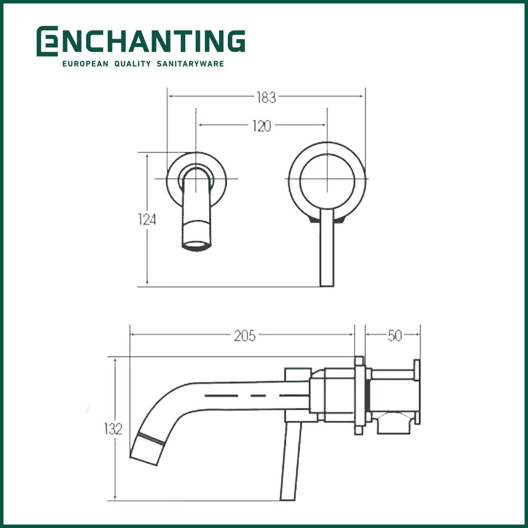 ENCHANTING Keran Air Wastafel Tanam Dinding Panas Dingin Single Tuas Wall Mounted Faucet Kran Air Cuci Tangan EP91 Series