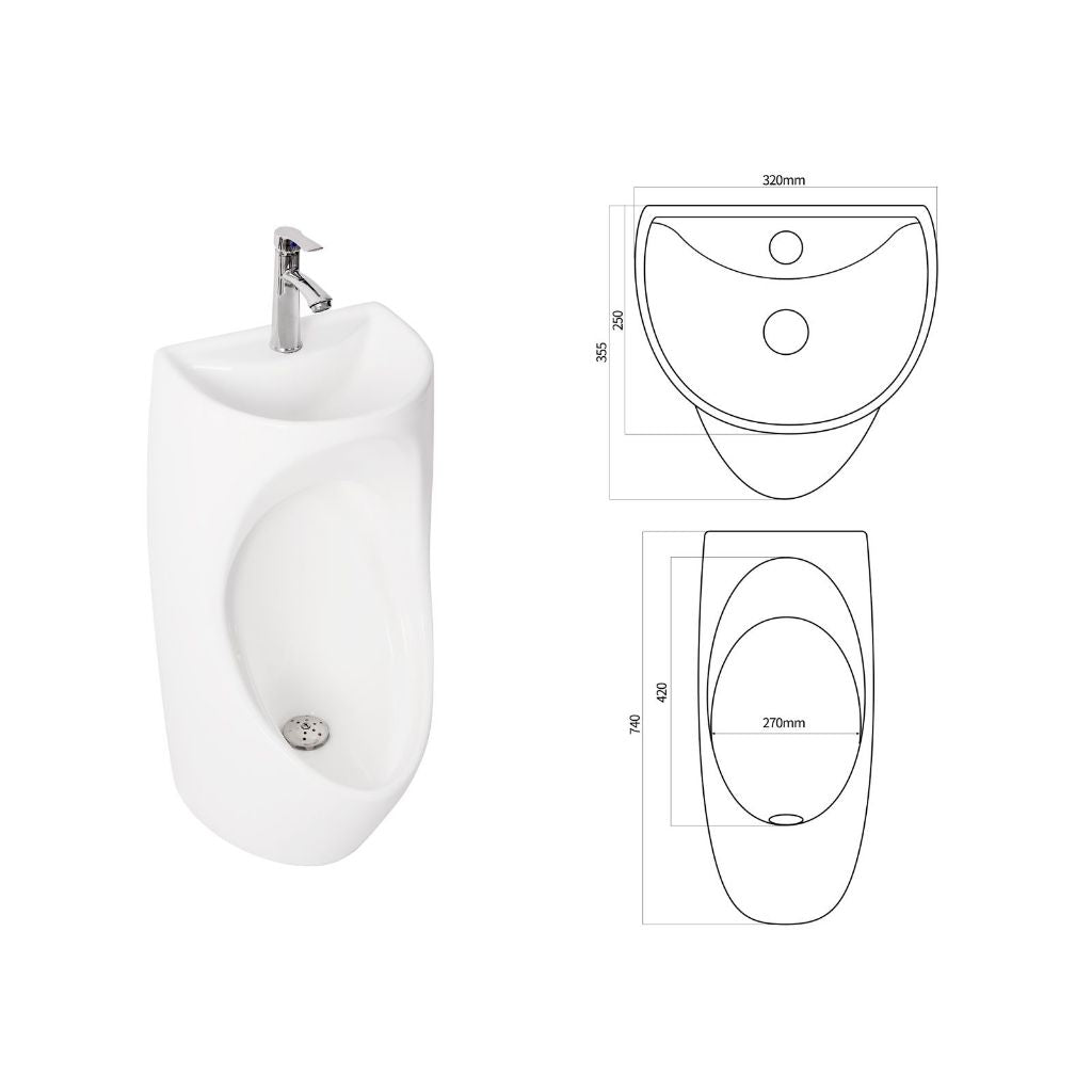 ENCHANTING Urinal Toilet E1366 Complete dengan Keran dan saringan Wastafel Cuci tangan material Ceramic White Bergaransi.